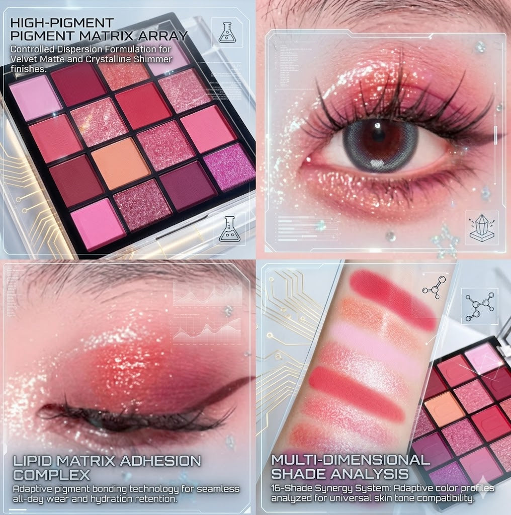 16-Color Multi-Finish Eyeshadow Palette - Pro Matte, Pearlescent & Fine Shimmer Pigments - Long-Lasting Highly Pigmented Eyeshadow Kit