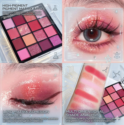 16-Color Multi-Finish Eyeshadow Palette - Pro Matte, Pearlescent & Fine Shimmer Pigments - Long-Lasting Highly Pigmented Eyeshadow Kit