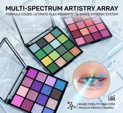 16-Color Multi-Finish Eyeshadow Palette - Pro Matte, Pearlescent & Fine Shimmer Pigments - Long-Lasting Highly Pigmented Eyeshadow Kit
