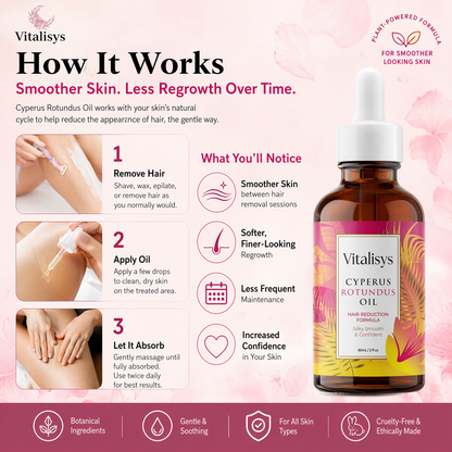 Vitalisys® 🔥 Cyperus Rotundus Hair Minimizing Oil – Smooth Skin Starts Here