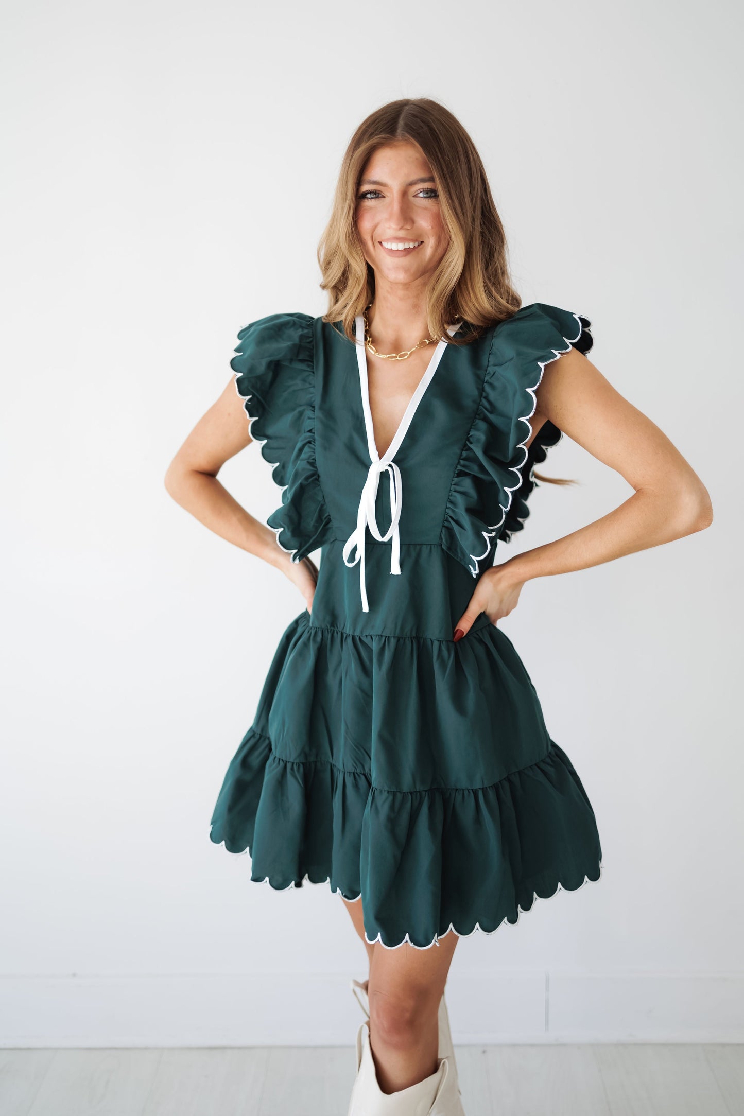 Paisley Kjole - Hunter Green - SLUTTSALG