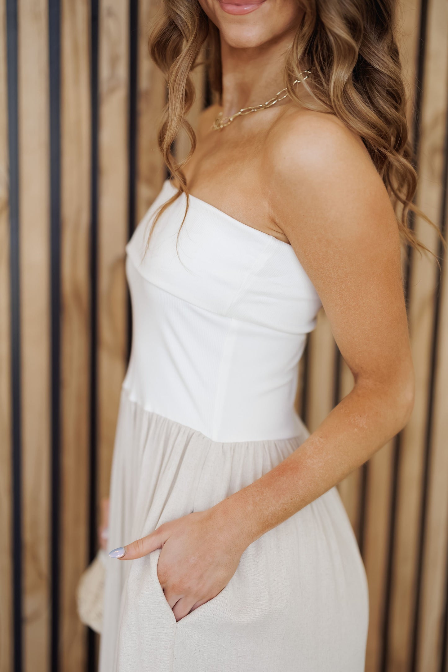 Timeless Trend Maxi Kjole - Hvit/Hafer