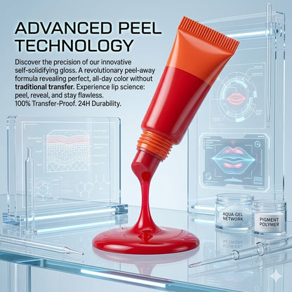 Long-Lasting Peel-Off Lip Gloss Palette | Waterproof & Non-Stick Cup Lip Tint - Moisturizing 24H Magic Tattoo Peel Lip Stain for Women