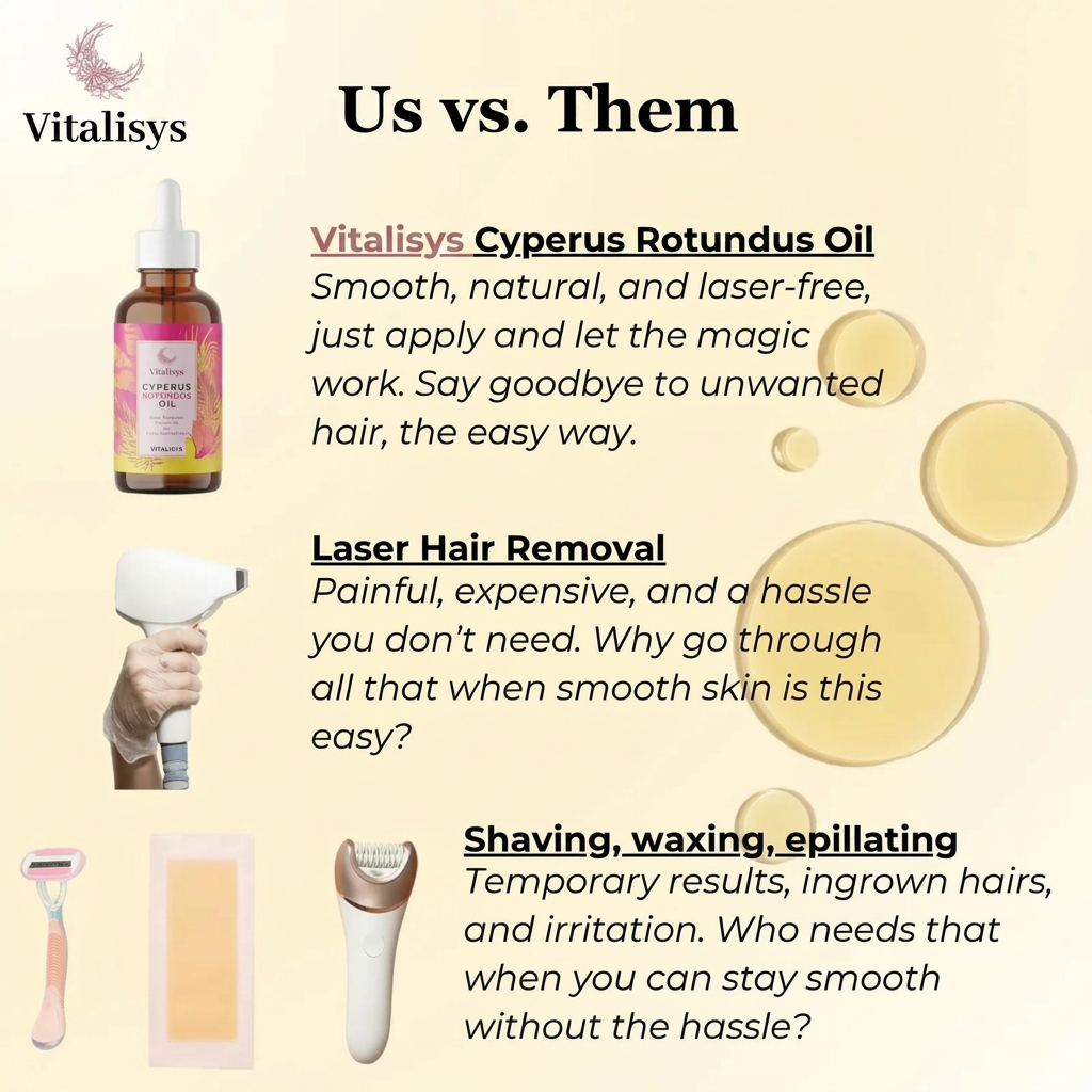 Vitalisys® 🔥 Cyperus Rotundus Hair Minimizing Oil – Smooth Skin Starts Here