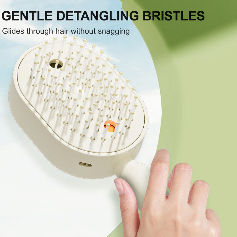 Devareon® 🥳 3-in-1 Electric Air Cushion Massage Comb with Mist Spray, Self-Cleaning Steam and Essential Oil Function, Rechargeable Scalp Massage Brush